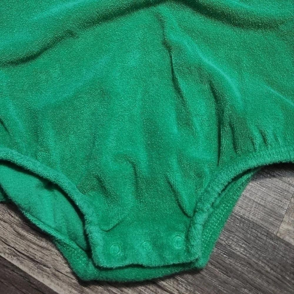 Ralph Lauren Green Terry Cloth Onesie with matching Peacock Leggings Size 9mo